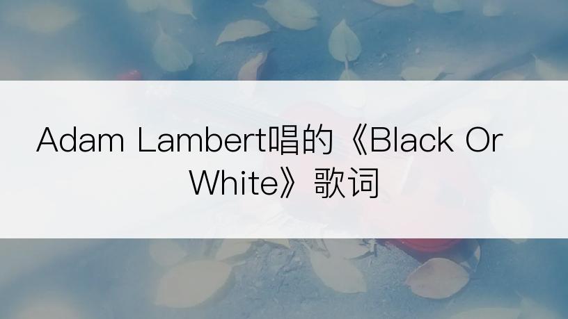 Adam Lambert唱的《Black Or White》歌词