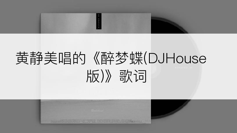 黄静美唱的《醉梦蝶(DJHouse版)》歌词