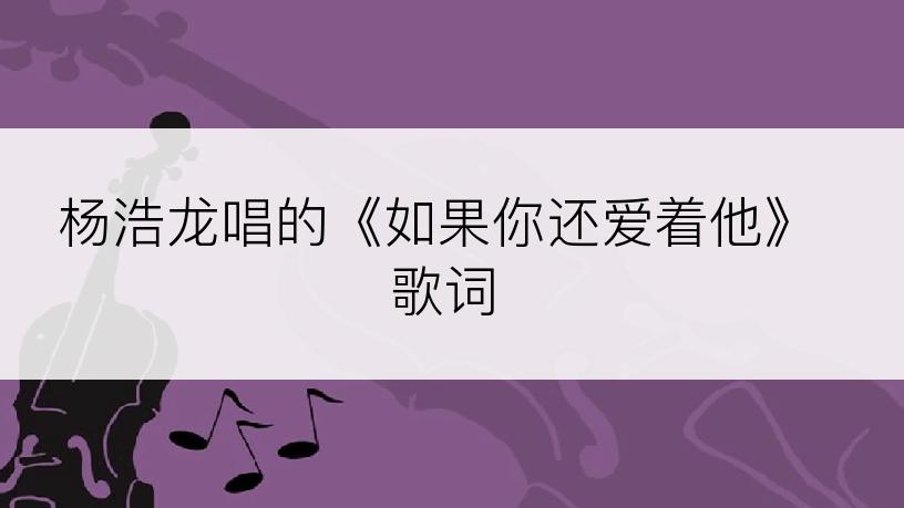 杨浩龙唱的《如果你还爱着他》歌词