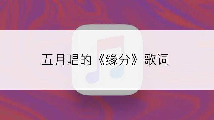 五月唱的《缘分》歌词