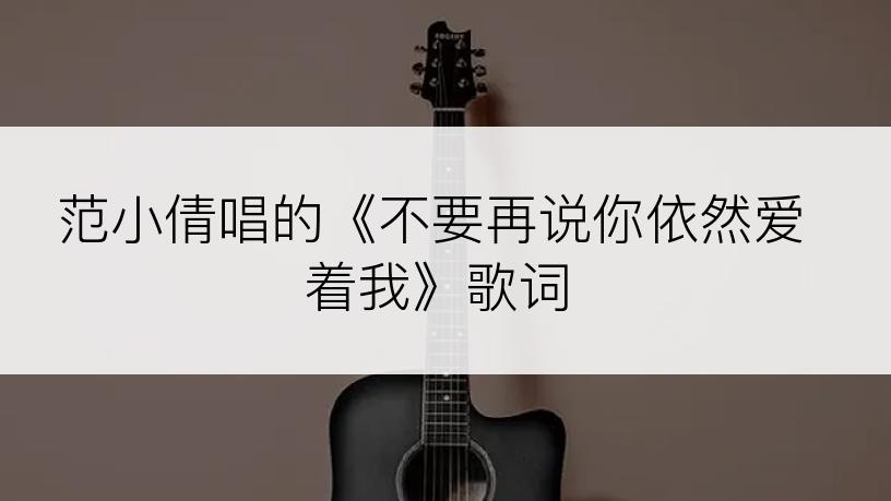 范小倩唱的《不要再说你依然爱着我》歌词
