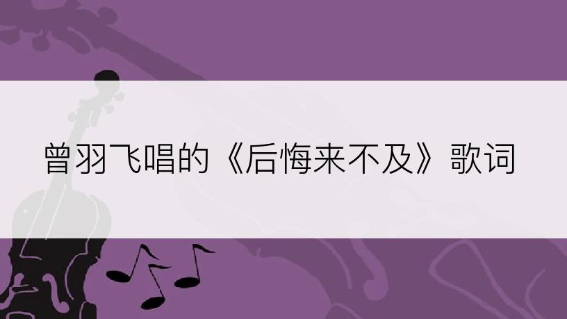 曾羽飞唱的《后悔来不及》歌词