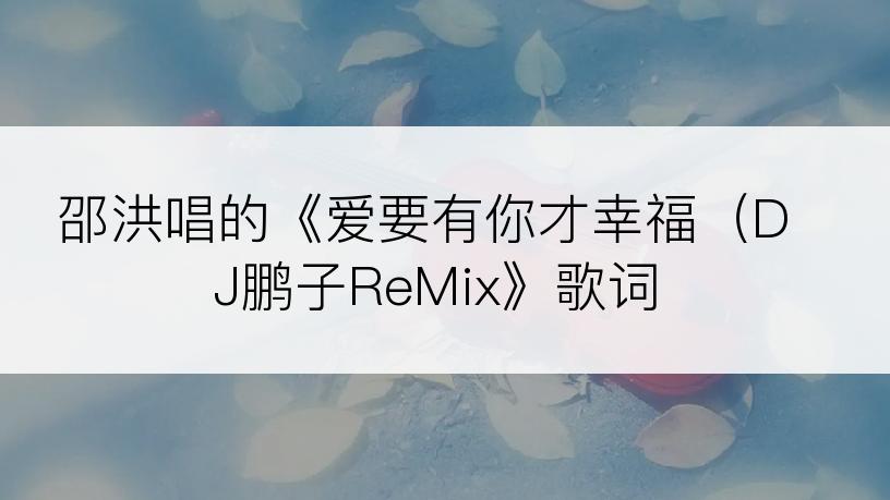 邵洪唱的《爱要有你才幸福（DJ鹏子ReMix》歌词