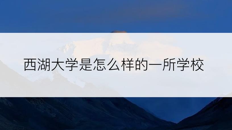 西湖大学是怎么样的一所学校