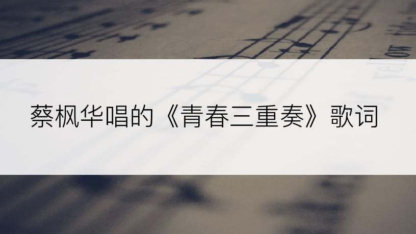 蔡枫华唱的《青春三重奏》歌词
