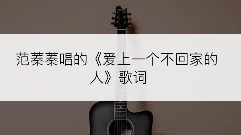 范蓁蓁唱的《爱上一个不回家的人》歌词