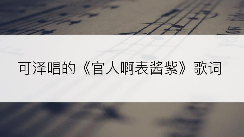 可泽唱的《官人啊表酱紫》歌词