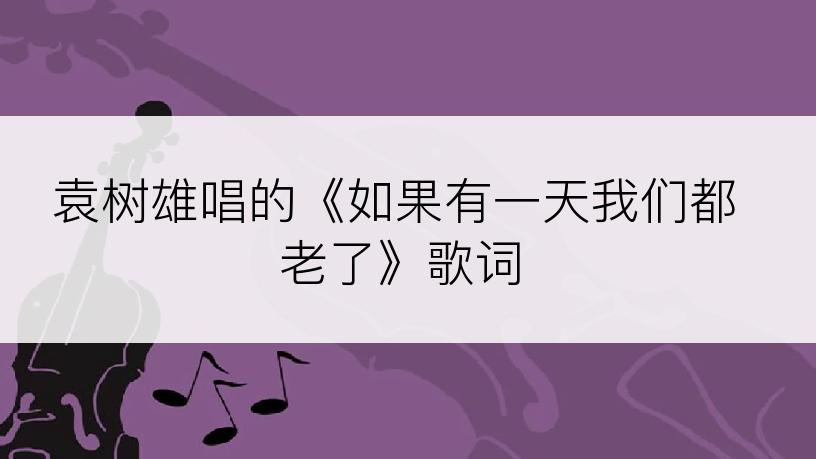 袁树雄唱的《如果有一天我们都老了》歌词