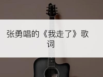 张勇唱的《我走了》歌词