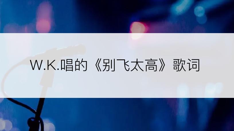 W.K.唱的《别飞太高》歌词