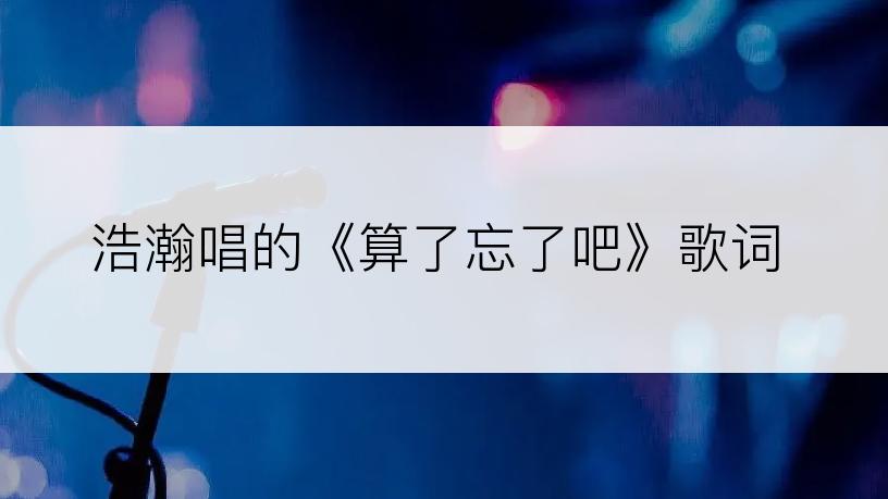 浩瀚唱的《算了忘了吧》歌词