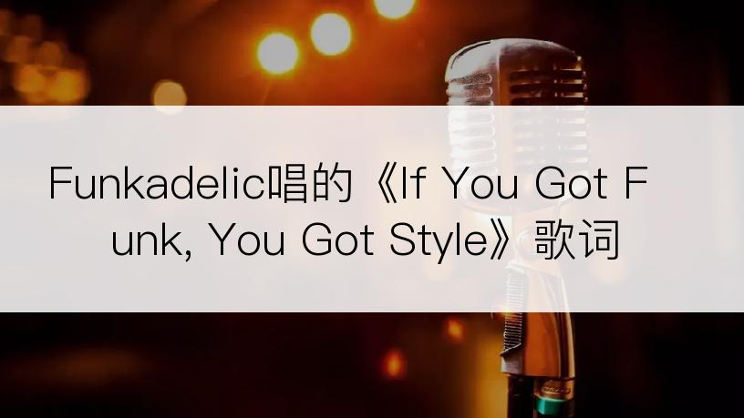 Funkadelic唱的《If You Got Funk, You Got Style》歌词