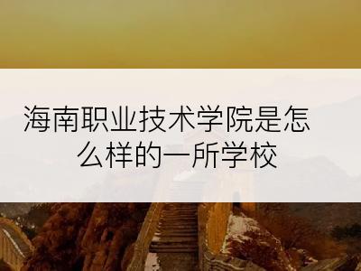 海南职业技术学院是怎么样的一所学校