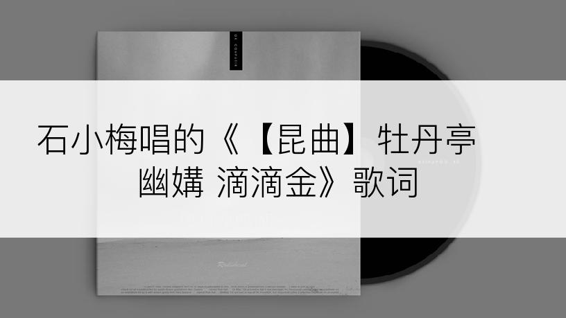 石小梅唱的《【昆曲】牡丹亭 幽媾 滴滴金》歌词