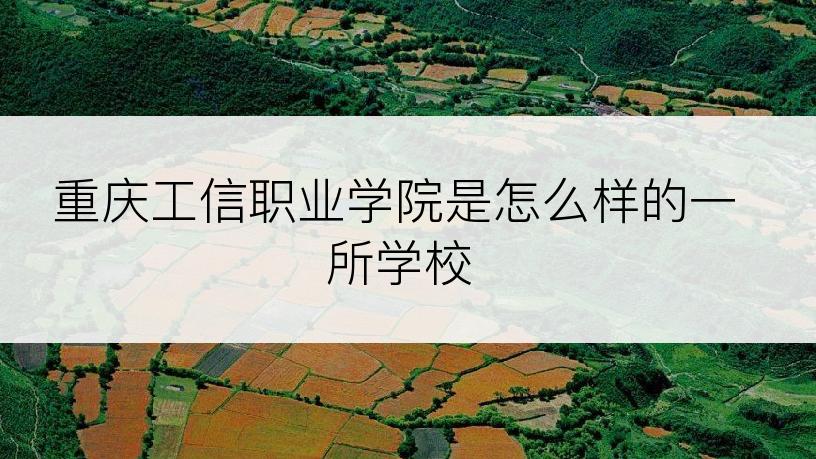 重庆工信职业学院是怎么样的一所学校