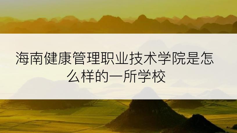 海南健康管理职业技术学院是怎么样的一所学校