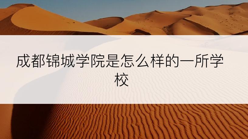 成都锦城学院是怎么样的一所学校