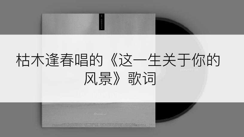 枯木逢春唱的《这一生关于你的风景》歌词