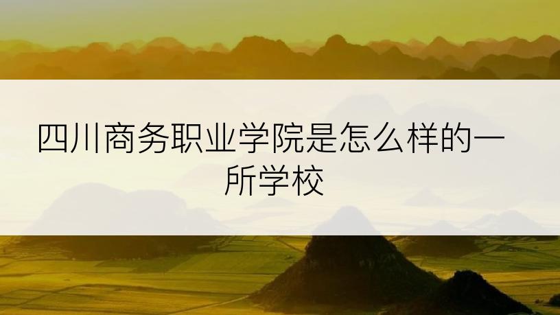 四川商务职业学院是怎么样的一所学校