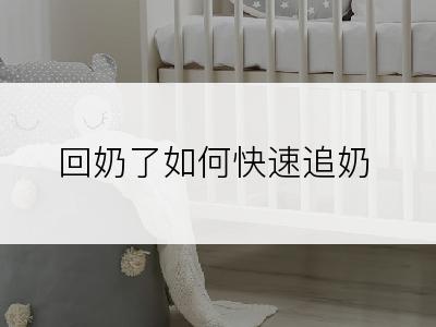 回奶了如何快速追奶