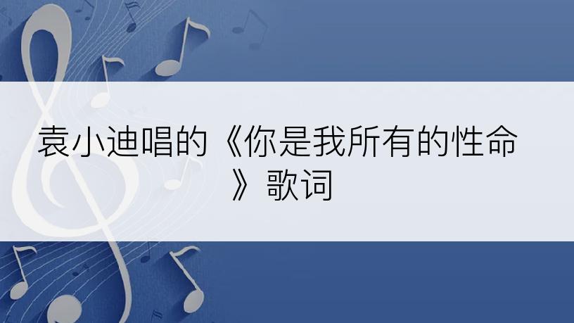 袁小迪唱的《你是我所有的性命》歌词