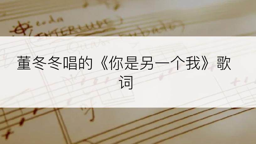 董冬冬唱的《你是另一个我》歌词