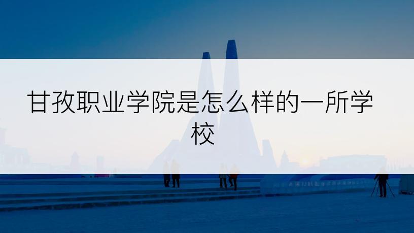甘孜职业学院是怎么样的一所学校