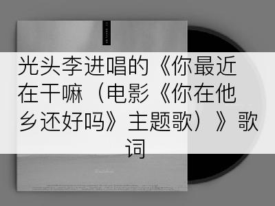 光头李进唱的《你最近在干嘛（电影《你在他乡还好吗》主题歌）》歌词
