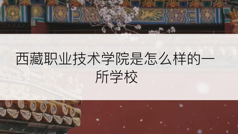 西藏职业技术学院是怎么样的一所学校