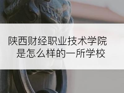 陕西财经职业技术学院是怎么样的一所学校