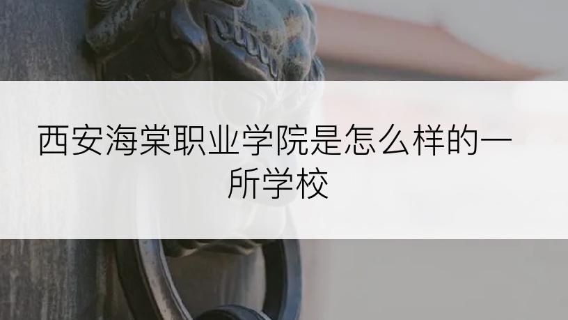 西安海棠职业学院是怎么样的一所学校