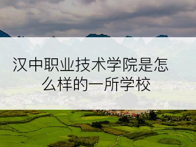 汉中职业技术学院是怎么样的一所学校