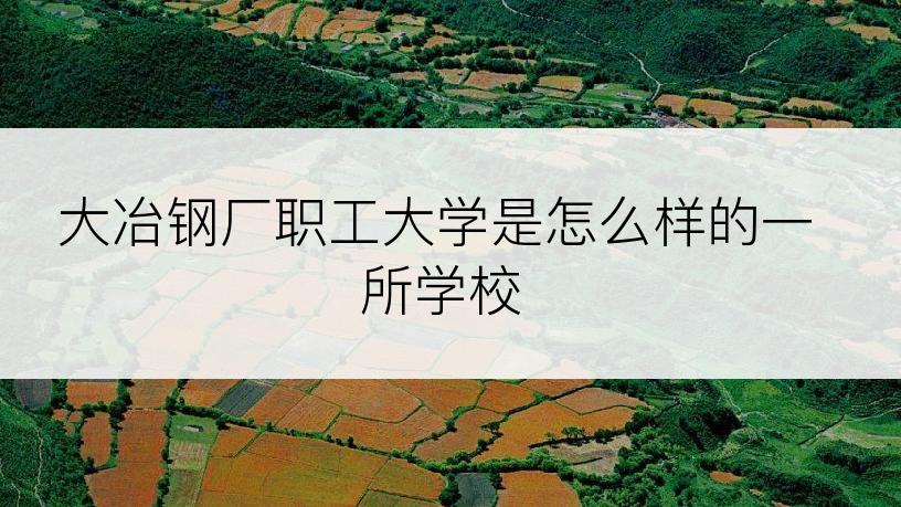 大冶钢厂职工大学是怎么样的一所学校
