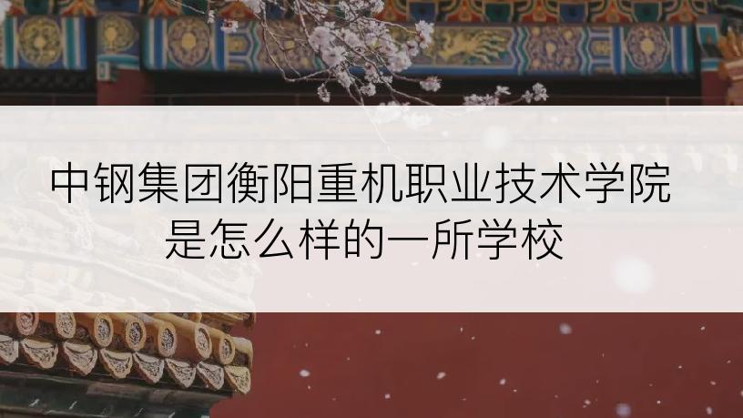 中钢集团衡阳重机职业技术学院是怎么样的一所学校