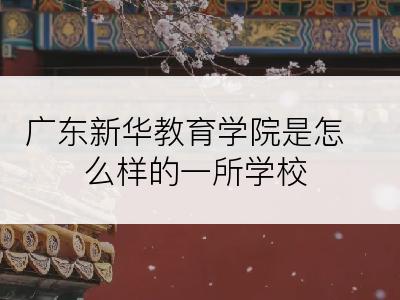 广东新华教育学院是怎么样的一所学校