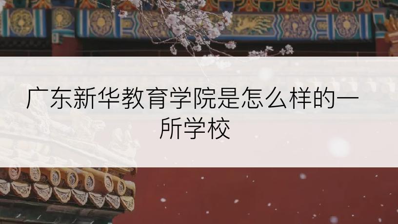 广东新华教育学院是怎么样的一所学校