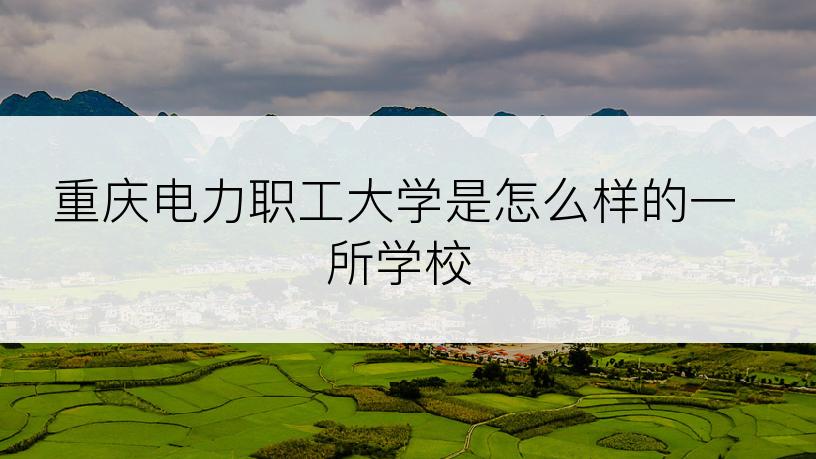 重庆电力职工大学是怎么样的一所学校