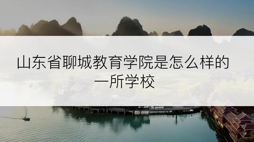 山东省聊城教育学院是怎么样的一所学校
