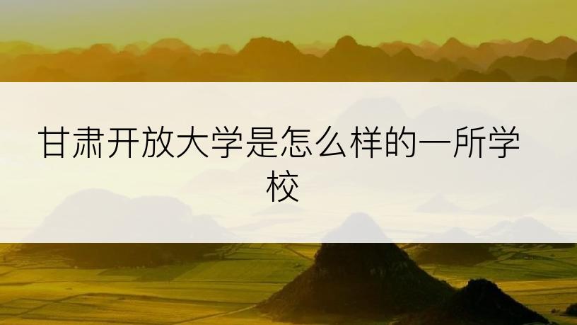 甘肃开放大学是怎么样的一所学校