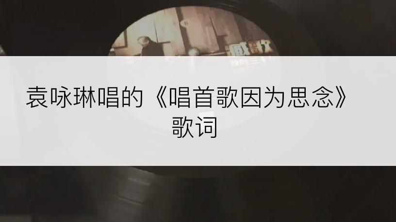袁咏琳唱的《唱首歌因为思念》歌词