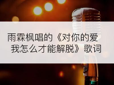 雨霖枫唱的《对你的爱我怎么才能解脱》歌词