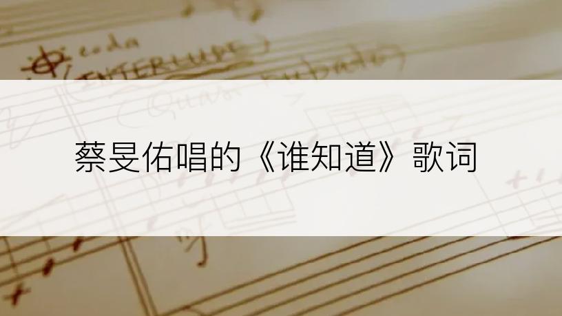 蔡旻佑唱的《谁知道》歌词