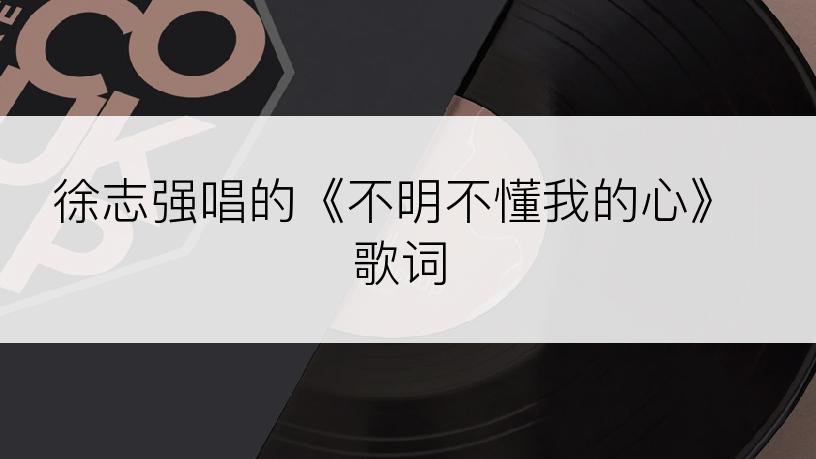 徐志强唱的《不明不懂我的心》歌词