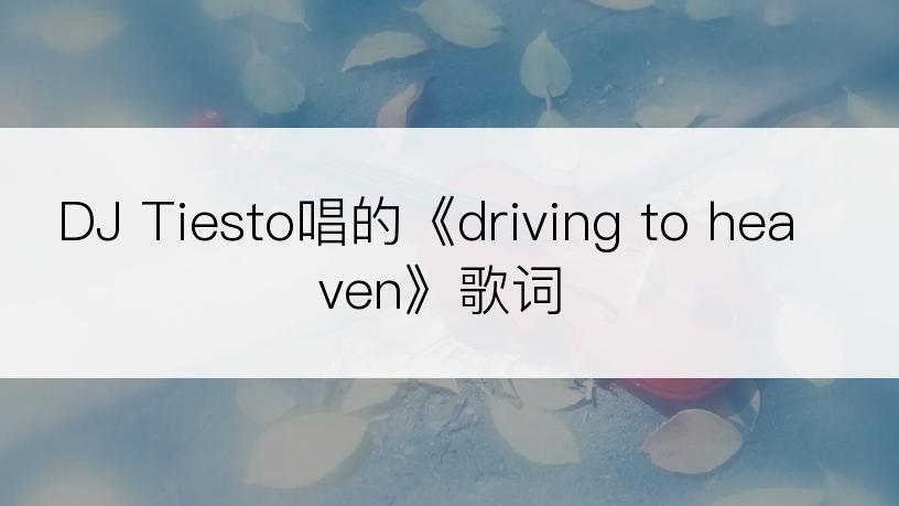 DJ Tiesto唱的《driving to heaven》歌词