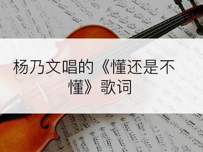 杨乃文唱的《懂还是不懂》歌词