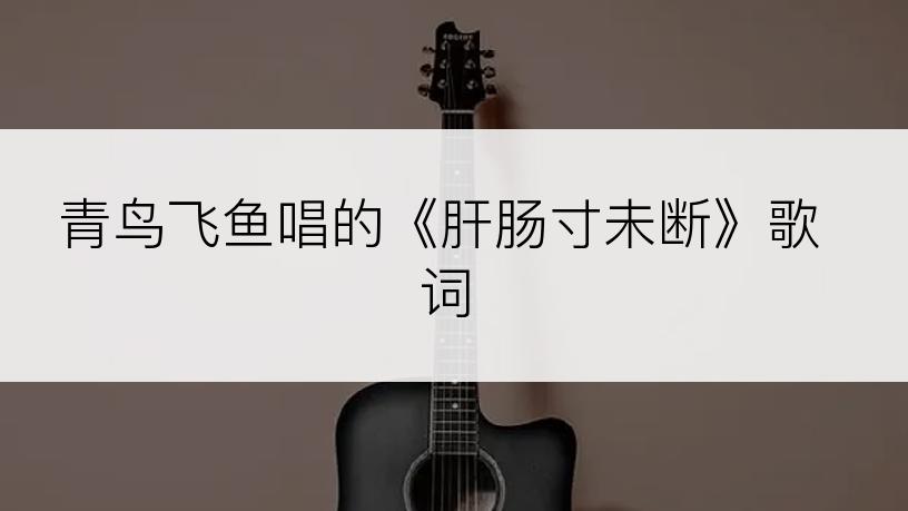 青鸟飞鱼唱的《肝肠寸未断》歌词