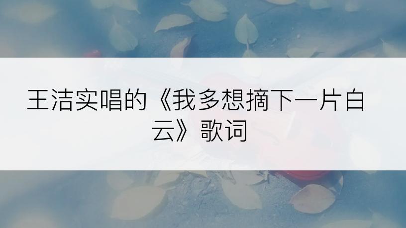 王洁实唱的《我多想摘下一片白云》歌词