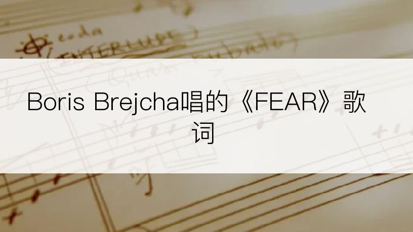 Boris Brejcha唱的《FEAR》歌词
