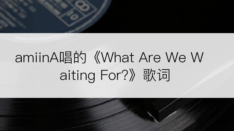 amiinA唱的《What Are We Waiting For?》歌词