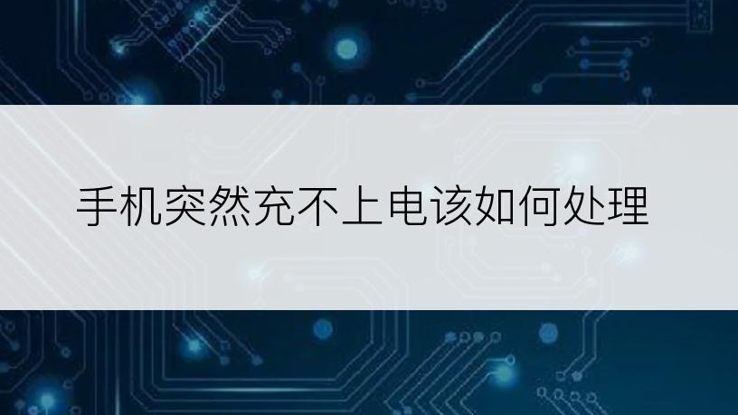 手机突然充不上电该如何处理